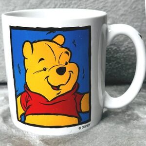 Vtg Disney Store Winnie Pooh Coffee Mug White Classic Pooh Bear Retro Cartoon